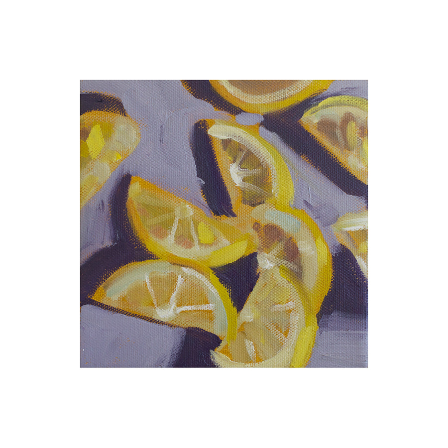 Lemon Slices on Purple ☀ Original 6 x 6 inches