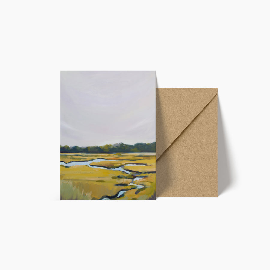 Lavender and Chartreuse Seascape Note Card