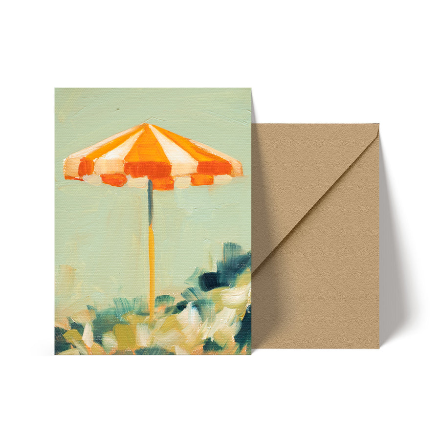 Orange & White Umbrella Note Card