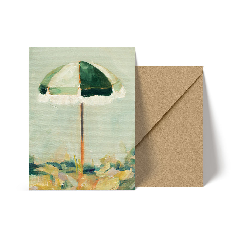 Green Umbrella Note Card